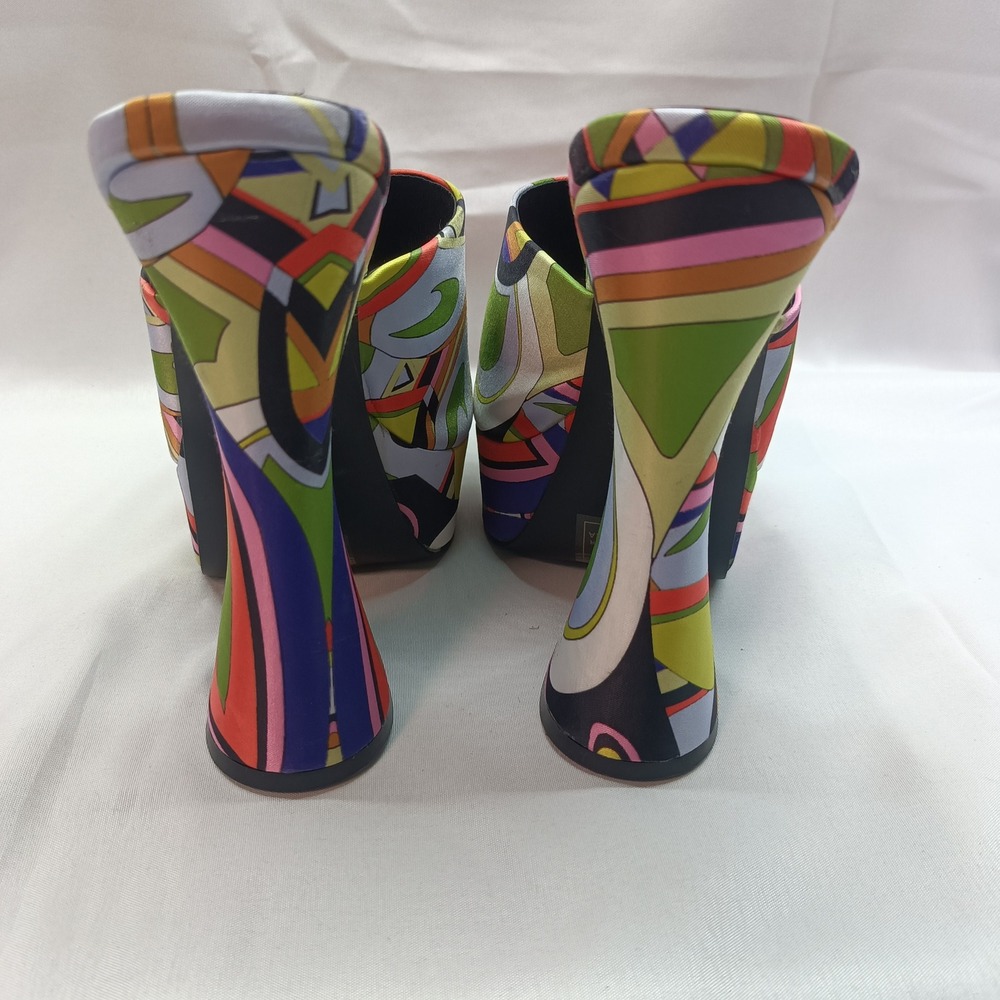 Azalea Wang Nakisha 70s Style Retro Platform Square Toe Flared 6in Heels 7.5 - Picture 7 of 9
